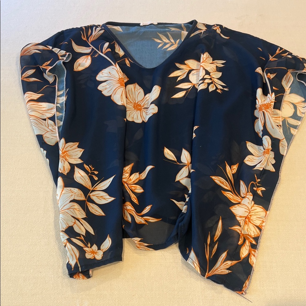 Girls' Navy Floral Swim Coverup Tunic